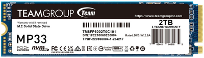 SSD диск Team Group MP33 2TB M.2 2280 PCIe 3.0 x4 3D NAND TLC (TM8FP6002T0C101)