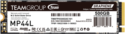 SSD диск Team Group MP44L 500GB M.2 2280 PCIe 4.0 x4 3D NAND TLC (TM8FPK500G0C101)