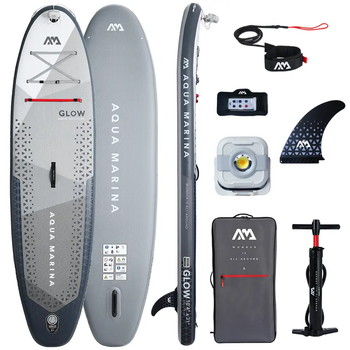 Надувная SUP доска для САП серфинга з підсвічуванням Aqua Marina GLOW 10'4" (BT-24GL) с веслом, насосом и сумкой для хранения