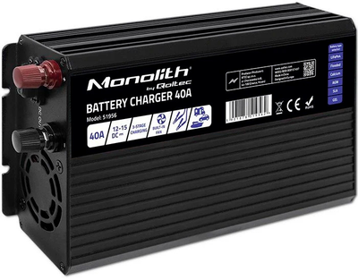 Ładowarka Qoltec Smart Monolith charger for LiFePO4 AGM GEL SLA 40A 12V (5901878519562)