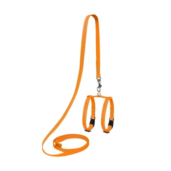 Шлея Dog Extreme из нейлона с поводком для морских свинок ш 10мм, д 115см, В:12-22см оранжевый