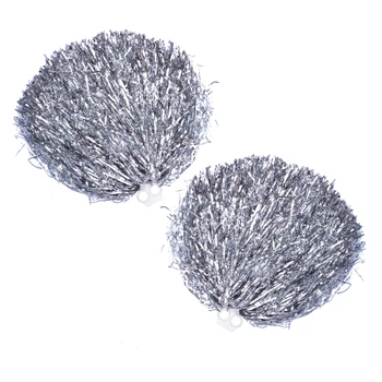 Помпоны для черлидинга и танцев SP-Sport Pom-Poms C-1682 d-28см с захватами-кольцами 1шт 100г Серебряный