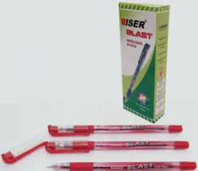 Ручка масляная Wiser Blast, 0.7 мм, с грипом, красная, на украинском, 12 шт.