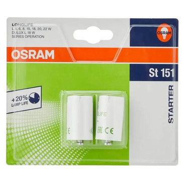 Стартер для люмінесцентних ламп OSRAM ST 151 Long Life BLI-2 (2 шт.) 4-22W 220-240V