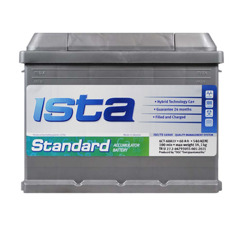 Аккумулятор автомобильный Ista Standard 60Аh 540А L+ (L2)