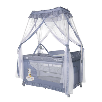 Ліжко - манеж з балдахіном Lorelli Magic Sleep Cool Grey Hippo