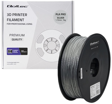 Profesjonalny filament do druku 3D Qoltec PLA PRO 1.75 mm 1 kg Silver (5901878506739)