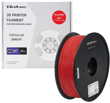 Profesjonalny filament do druku 3D Qoltec PLA PRO 1.75 mm 1 kg Red (5901878506746)