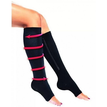 Лечебные компрессионные гольфы от варикоза Zip Sox со змейкой S/M черные