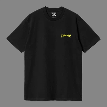 Футболка унісекс Thrasher з малюнком кубиків у вогні розмір L чорного кольору