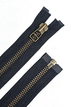 Молния Ykk металлическая Тип 8 черная, 80 см 1 бегунок, антик, разъемная