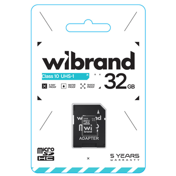 Карта памяти micro-SDHC 32Gb Wibrand Class10 UHS-1 + adapter SD (58344)
