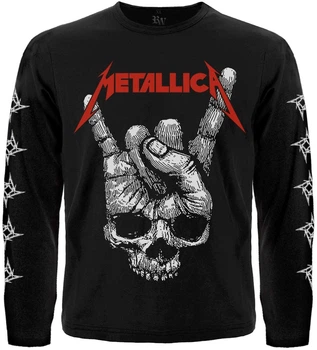 Футболка з довгим рукавом Metallica (Skull Sign of the Horns) (з друком на рукавах), Розмір M
