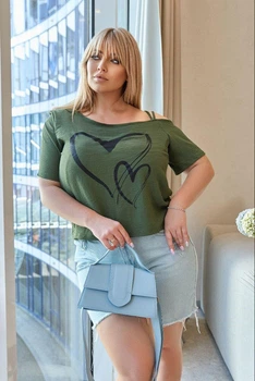 Летняя блузка с открытым плечом Fashion 42/44 хаки