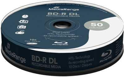 Диски MediaRange BD-R Dual Layer 50 ГБ 6x 10 шт Cake (4260057128966)