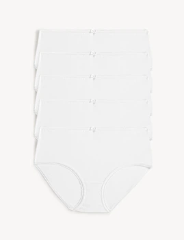 Набор женских хлопковых трусиков Marks&Spencer миди High rise shorts 14(42) 5 шт белый 0013