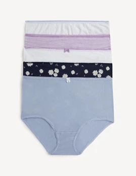 Набір бавовняних трусиків Marks&Spencer Full briefs 10(38) 5 шт lilac mix різнобарвний 0019