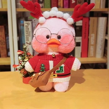 Розовая Утка Лалафанфан Рождественский Олень - Lalafanfan Уточка Мягкая игрушка Cafe mimi duck