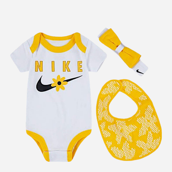 Letni komplet niemowlęcy (body + śliniak + opaska) dla noworodków Nike Mini Me 3Pc NN0760-Y1X 74 cm Biały (807421703875)