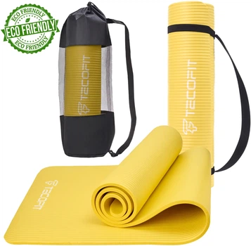 Коврик для йоги и фитнеса TECOFIT NBR 183x61x1 см Желтый (TOP20106462/4) + чехол-сумка в подарок