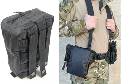 Подсумок аптечка тактическая MOLLE черный для РПС, разгрузки или жилета