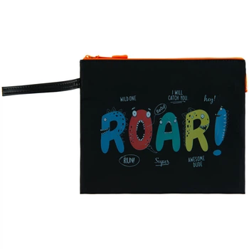 Папка на молнии B5 Kite ROAR "Буквы" 26х21 см силиконовые с ручкой-петлей черная (K22-469-04)