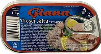 Печінка тріски Giana Tresci Jatra у власному соку 115 гр