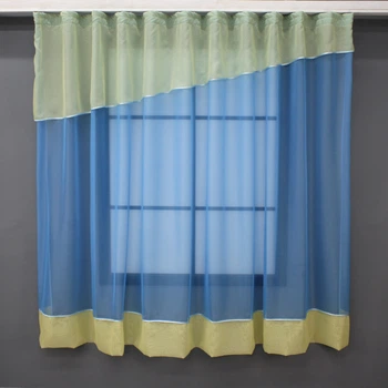 Кухонная занавеска VR-Textil № 047к голубой с желтым 280х170 см (52-0975)