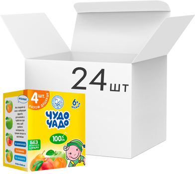 Промо-упаковка соків Чудо-Чадо Яблуко та персик + Яблуко + Яблуко та груша + Яблуко та абрикос 200 мл х 24 шт (4820016255180)