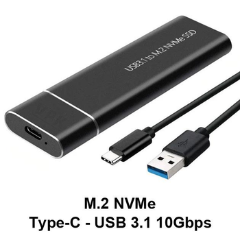 Зовнішня кишеня для M.2 SSD NVMe PCIe Type-C USB 3.1 Gen 2 (10 Гбіт/сек) металевий корпус.