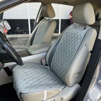 Автонакидки на сидіння з алькантари Lux Діамонд подовжений світло-сірий ромб Преміум Повний комплект