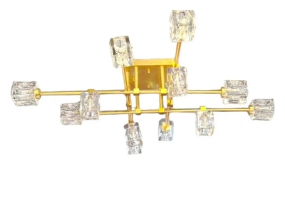LED люстра Хрусталь 8821 (Золотистая) на 12 плафонов
