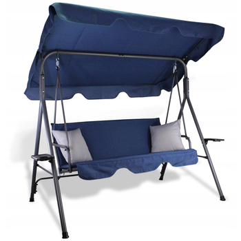 Качели садовые трехместные GardenLine KRE9696 Синий 170x110x153 см с подушками