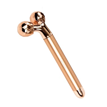Подвійний роликовий масажер для обличчя Qmed 3D Face massager Pink Gold
