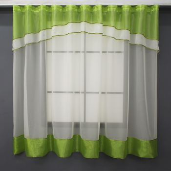 Гардина арка на кухню VR-Textil № 110к молочний з салатовим 280х170 см (52-0997)