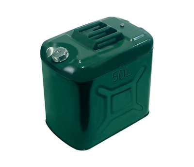 Каністра Merlion YT-HS-FX-50L, металева з клапаном + гнучка лейка, 50л, 472х305х470мм, Зелена