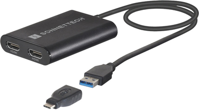 Adapter-przejściówka Sonnet Dual HDMI 2.0 4K to USB Type-C/Type-A/Thunderbolt Black (0732311013232)