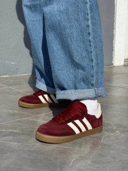 Кеди жіночі ShoesBand Замшеві бордові з білими смужками 37 (24 см) (S44011-3)
