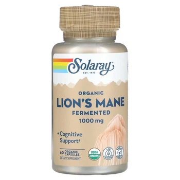 Їжовик гребінчастий 500 мг Solaray Lion's Mane ферментований гриб для здоров'я мозку та нервової системи 60 рослинних капсул