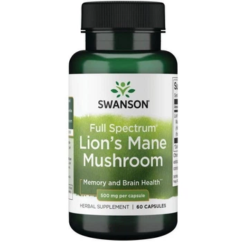 Їжовик гребінчастий 500 мг Swanson Lion's Mane Mushroom для здоров'я мозку та нервової системи 60 капсул