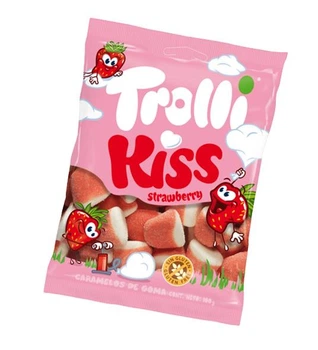 Жевательные конфеты Trolli Kiss в форме клубники со вкусом клубники 150 г