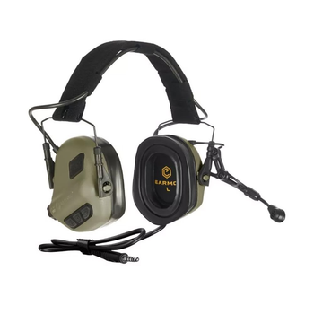 Активные защитные наушники Earmor M32X Plus (FG) Olive с гарнитурой и креплением на шлем (M32X-FG Plus)