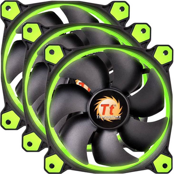 Zestaw wentylatorów Thermaltake Riing 12 LED Green 3-Fan Pack Zielony (4717964407542)