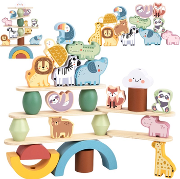 Klocki drewniane Woopie Stacking Animals 29 elementów (5904326949706)