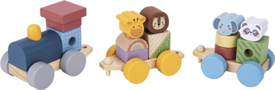 Klocki drewniane Tooky Toy Montessori Kolejka ze zwierzątkami 16 elementów (6972633376385)