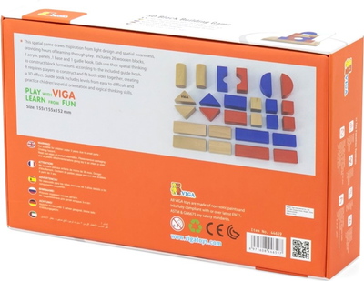 Дерев'яний конструктор Viga 3D Montessori 62 деталі (6971608446597)