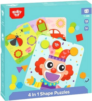 Puzzle drewniane Tooky Toy Montessori 4 w 1 22.5 x 22.5 x 4.5 cm 34 elementy (6970090041235)