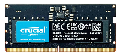 Оперативная память Crucial SODIMM DDR5 8Gb DDR5-4800 1.1V CL40 CT8G48C40S5.M4A1