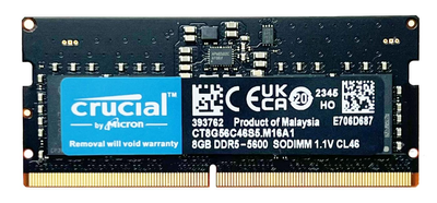 Оперативная память Crucial SODIMM DDR5 8Gb DDR5-5600 1.1V CL46 CT8G56C46S5.M16A1