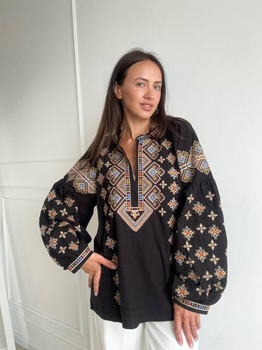 Жіноча вишиванка з вишивкою хрестиком "Мозаїка" 2XL чорний (5618)